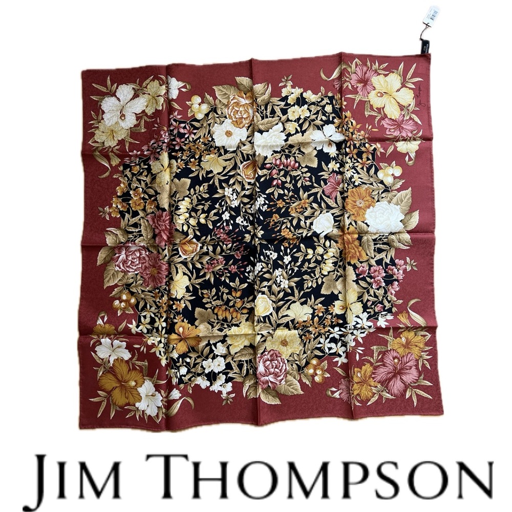 ⭐️NWT Floral Thai Silk Scarf by Jim Thompson | 33” Square | New in Packaging